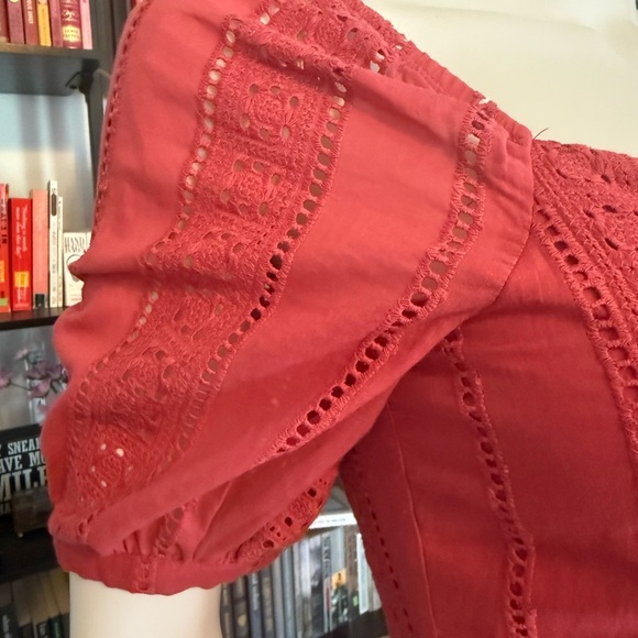 Elegant Red Eyelet Dress - Picture 6 of 10